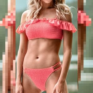 NWT SMOCKED OFF-THE-SHOULDER BIKINI